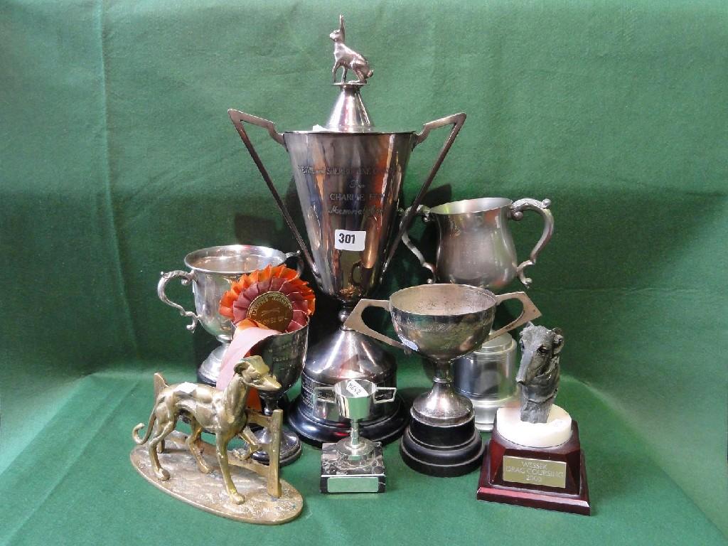 Appraisal: A collection of silver plated ware including mostly trophies for