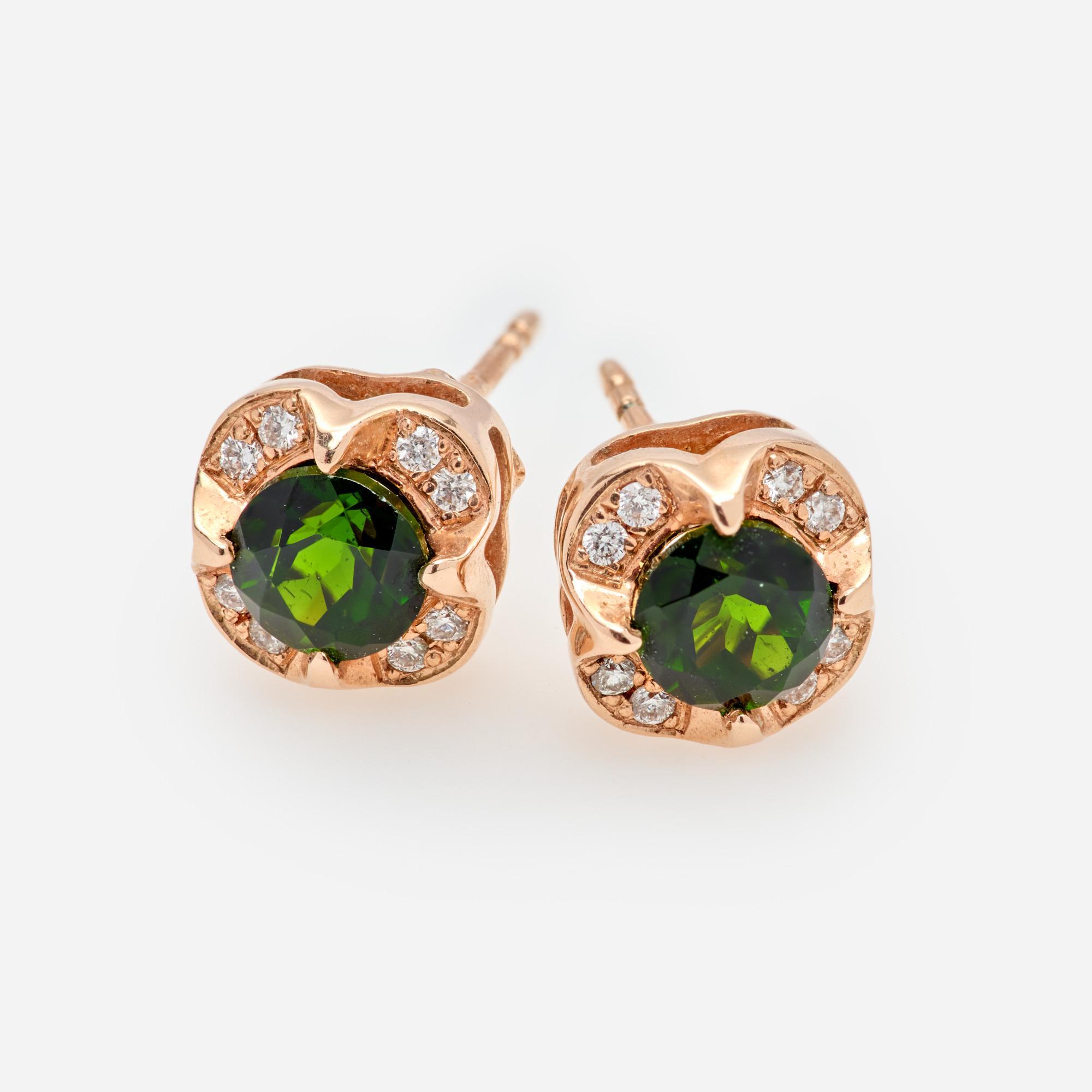 Appraisal: GREEN TOURMALINE AND DIAMOND EARRINGS IN K ROSE GOLD A