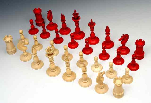 Appraisal: A TH CENTURY TURNED IVORY CHESS SET high complete but