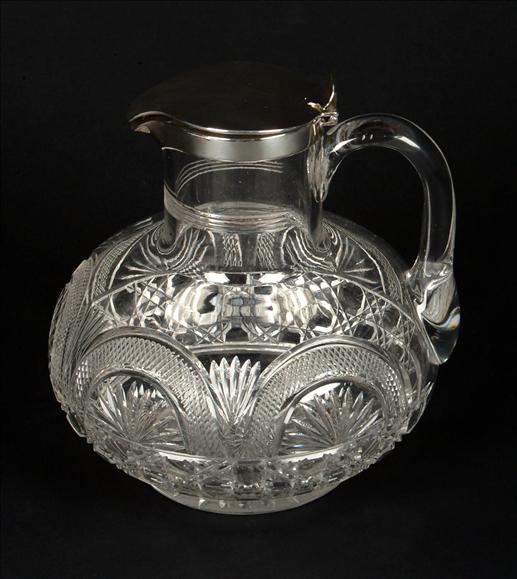 Appraisal: A Victorian silver mounted cut glass claret jug by Horace