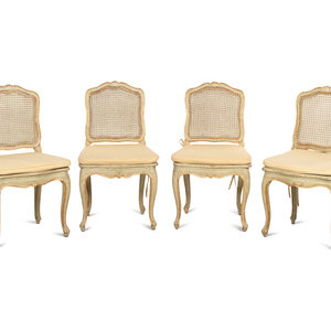 Appraisal: A Set of Four Louis XV Style Painted and Parcel