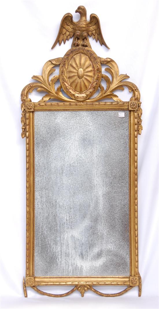 Appraisal: TH C CARVED AND GILT MIRROR Having swag carvings a