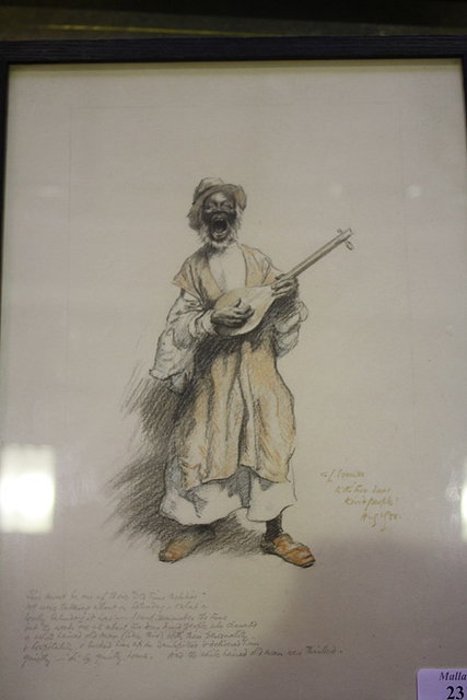 Appraisal: th Century SchoolStudy of an old man playing a banjo