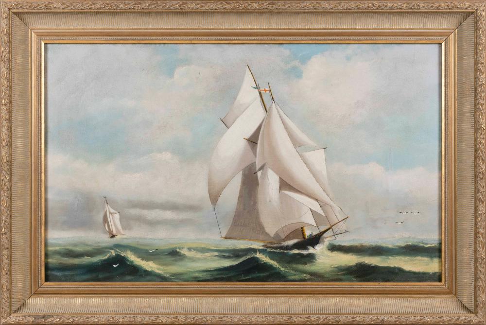 Appraisal: AMERICAN SCHOOL LATE TH EARLY TH CENTURY TWO RACING YACHTS