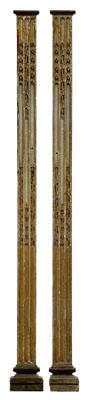 Appraisal: Pair paint-decorated architectural pilasters each carved and fluted with gray