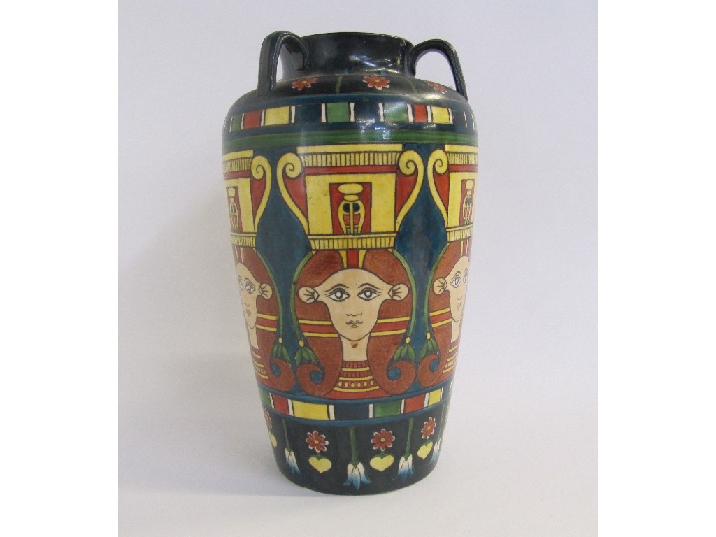 Appraisal: Foley Art China Hardian vase decorated with Egyptian mask design