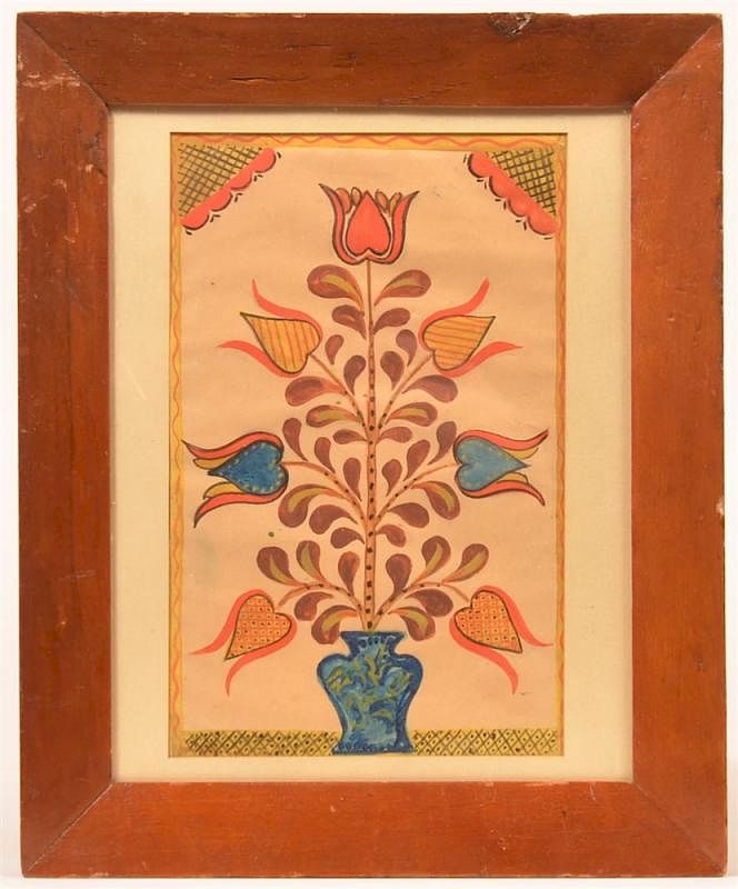 Appraisal: Watercolor Drawing of Potted Flowers Unsigned th Century Watercolor Drawing