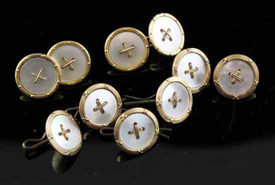 Appraisal: A matched Edwardian ct gold and mother of pearl eight