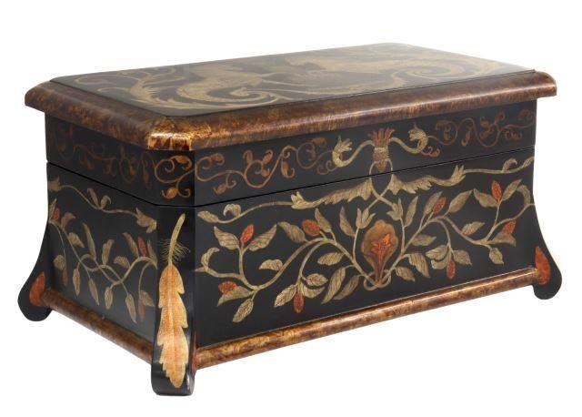 Appraisal: Decorative table box Castilian Imports st c hinged lid with