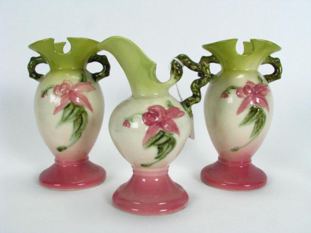 Appraisal: Three piece set of Hull Art Pottery including '' handled