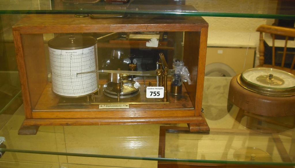 Appraisal: Oak cased barograph by E Robinson Co Ltd Shrewsbury inscribed