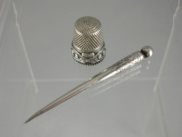 Appraisal: Victorian thimble marked Sterling bottom with lily of the valley