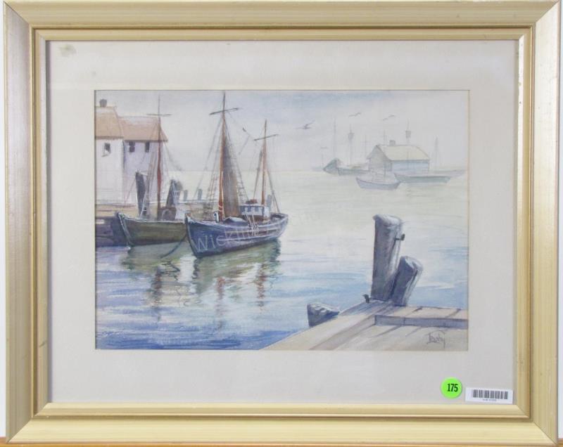 Appraisal: Unclearly Signed th Century x WC signed lower right Boats