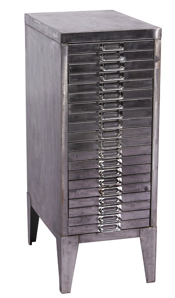 Appraisal: A POLISHED STEEL CHEST with twenty shallow drawers cm wide