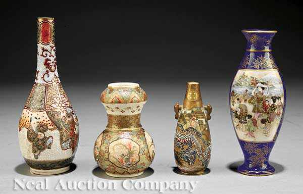 Appraisal: A Group of Four Japanese Satsuma Pottery Small Vases Meiji