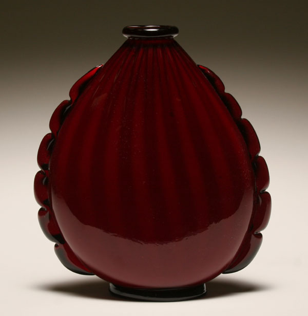 Appraisal: Martinuzzi red incamiciato Murano art glass vase c Deep red