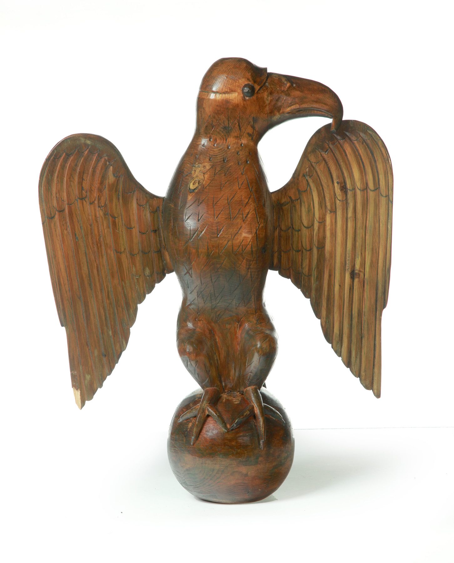 Appraisal: FOLK ART CARVED EAGLE American late th century Pine with