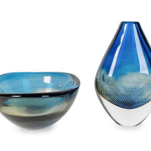 Appraisal: An Orrefors Vase and Bowl DESIGNED BY SVEN PALMQUIST the