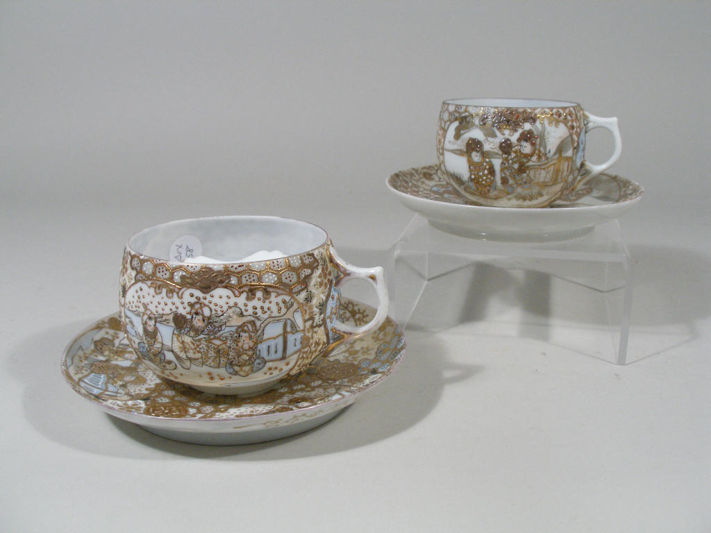 Appraisal: Satsuma Mustache Cups and Saucers Japan late th c a