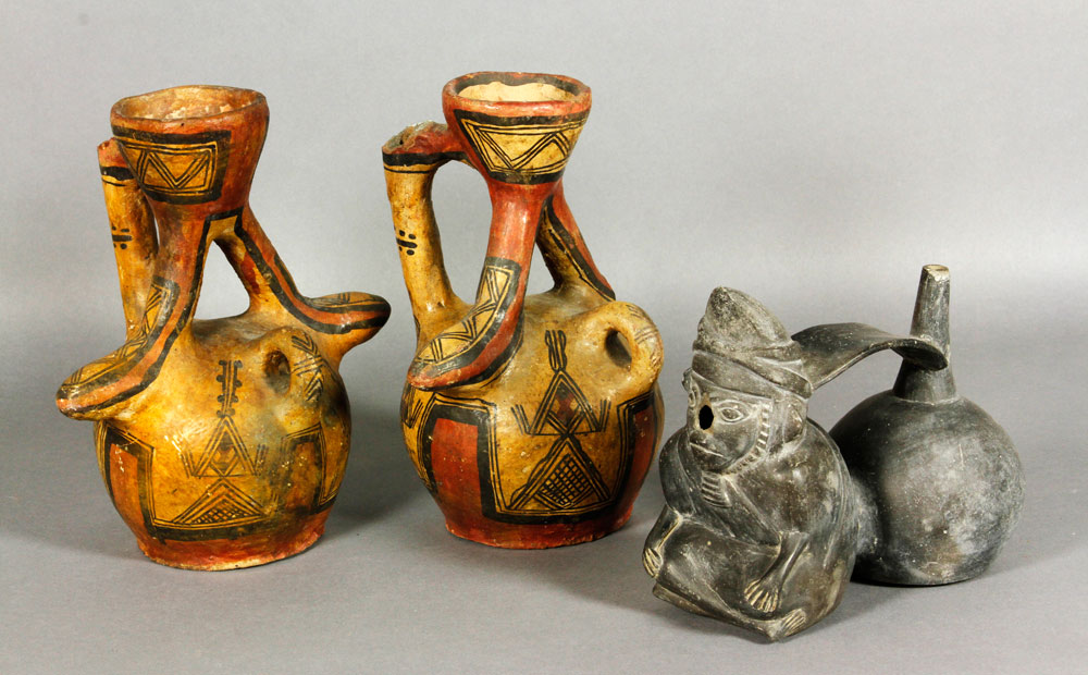 Appraisal: - Mexican and Pre-Columbian Pottery Lot of three pieces of