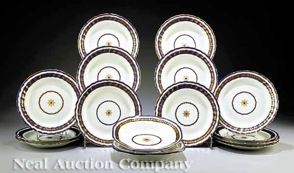 Appraisal: Thirteen Crown Derby Porcelain Plates late th c white ground