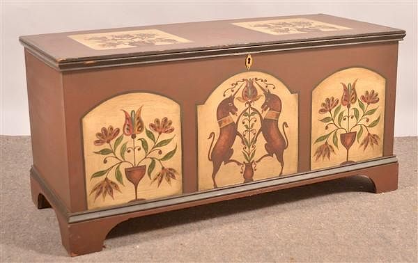 Appraisal: Reproduction Paint Dec Softwood Dower Chest Reproduction Paint Decorated Softwood