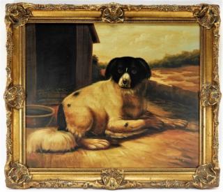 Appraisal: LARGE M Morgan O C Painting of a Recumbent Dog