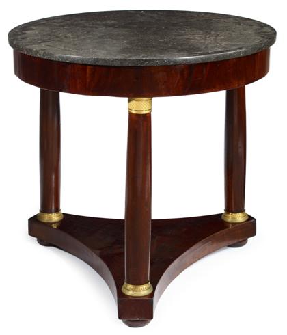 Appraisal: Charles X marble top mahogany and gilt bronze mounted gueridoncirca