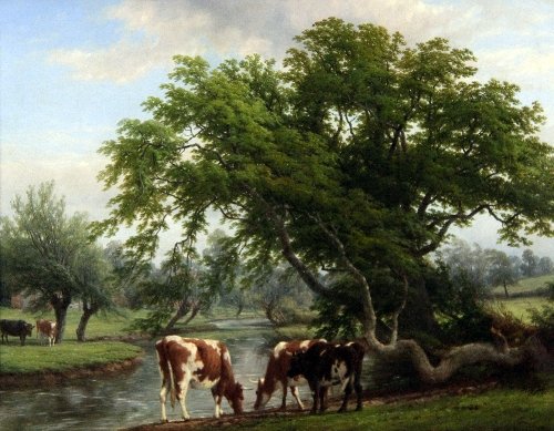 Appraisal: Thomas Baker of Leamington Spa Cattle by a River signed