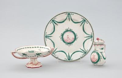 Appraisal: Three Pieces of French Faience Possibly Sceaux The collection consisting