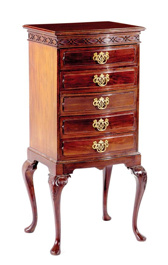 Appraisal: English Chippendale style mahogany music cabinet circa serpentine case with