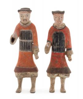 Appraisal: Two Painted Pottery Figures of Soldiers Two Painted Pottery Figures