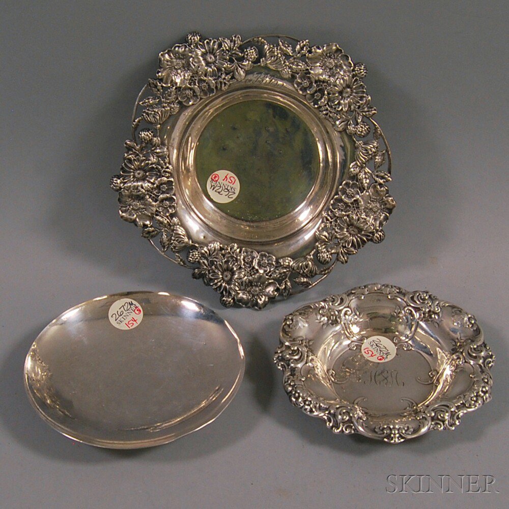 Appraisal: Three Small Sterling Silver Dishes a Black Starr Frost wine