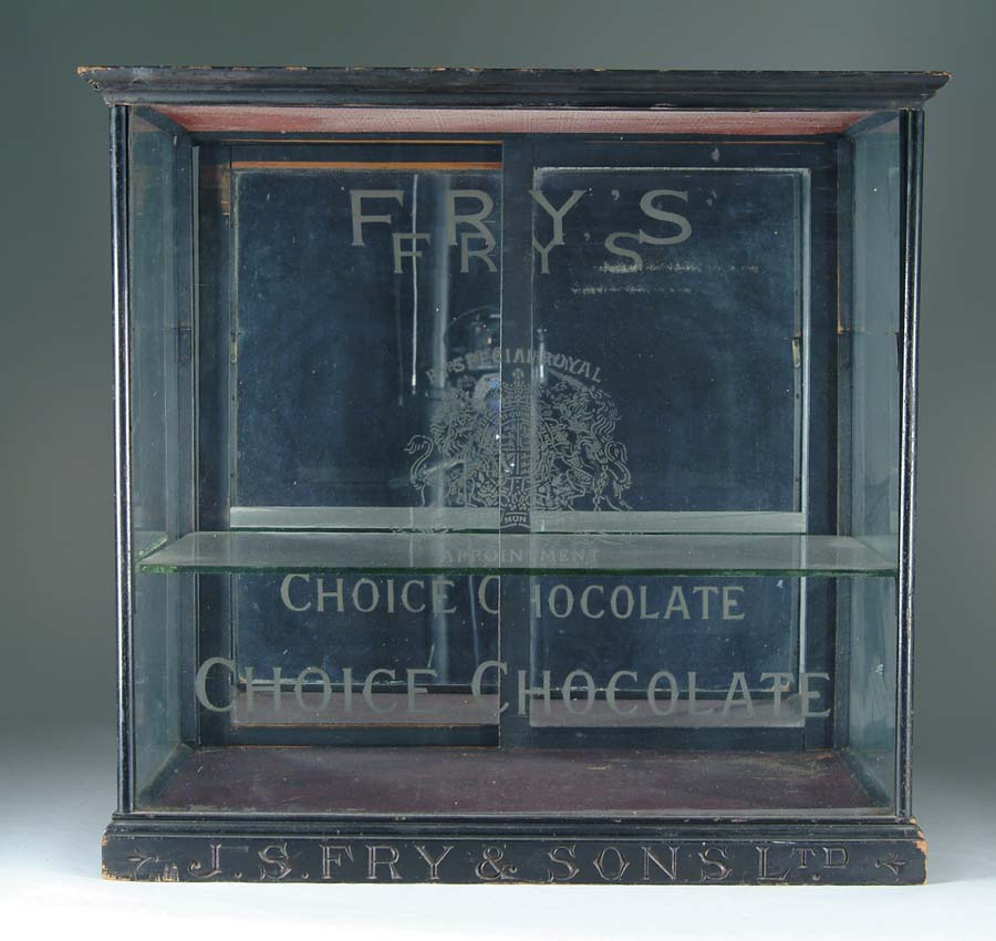 Appraisal: FRY S CHOCOLATE ADVERTISING DISPLAY CASE Features glass on all