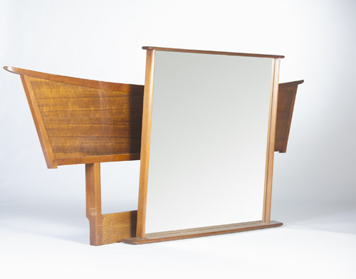 Appraisal: GEORGE NAKASHIMA WIDDICOMB Two pieces with Sundra finish pagoda-shaped headboard