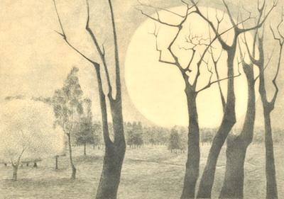 Appraisal: Eiko Kawakubo Japanese th Century Luna y bosque Etching on