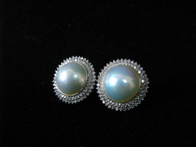 Appraisal: Pair of K white gold earrings with mabe pearls accented