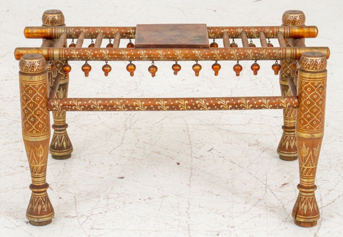 Appraisal: ANGLO-INDIAN SANKHEDA POLYCHROME GILT TABLE BASE Anglo-Indian Sankheda polychrome and