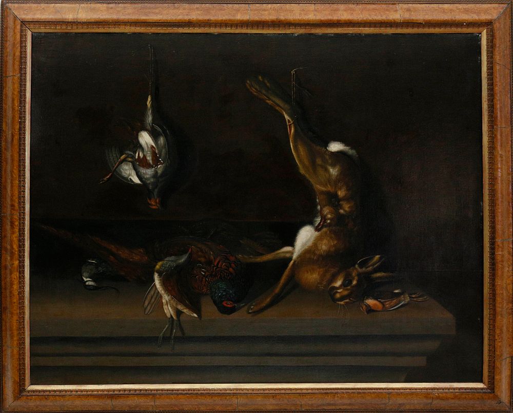 Appraisal: Flemish Style Oil on Canvas Portrait of the Day's Hunt