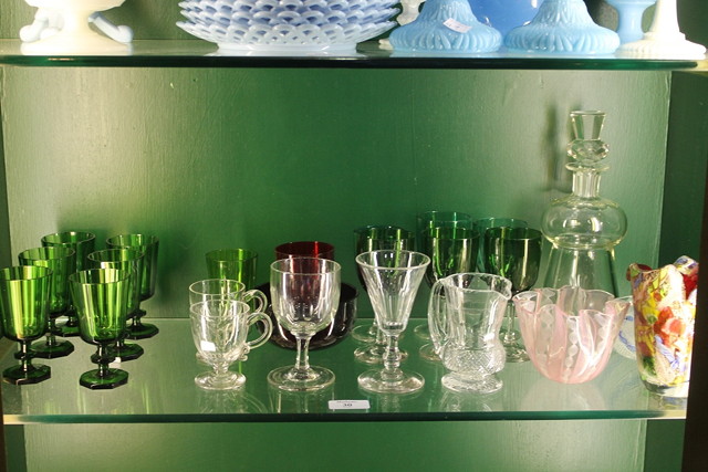 Appraisal: A SET OF SIX GREEN WINE GLASSES each on an