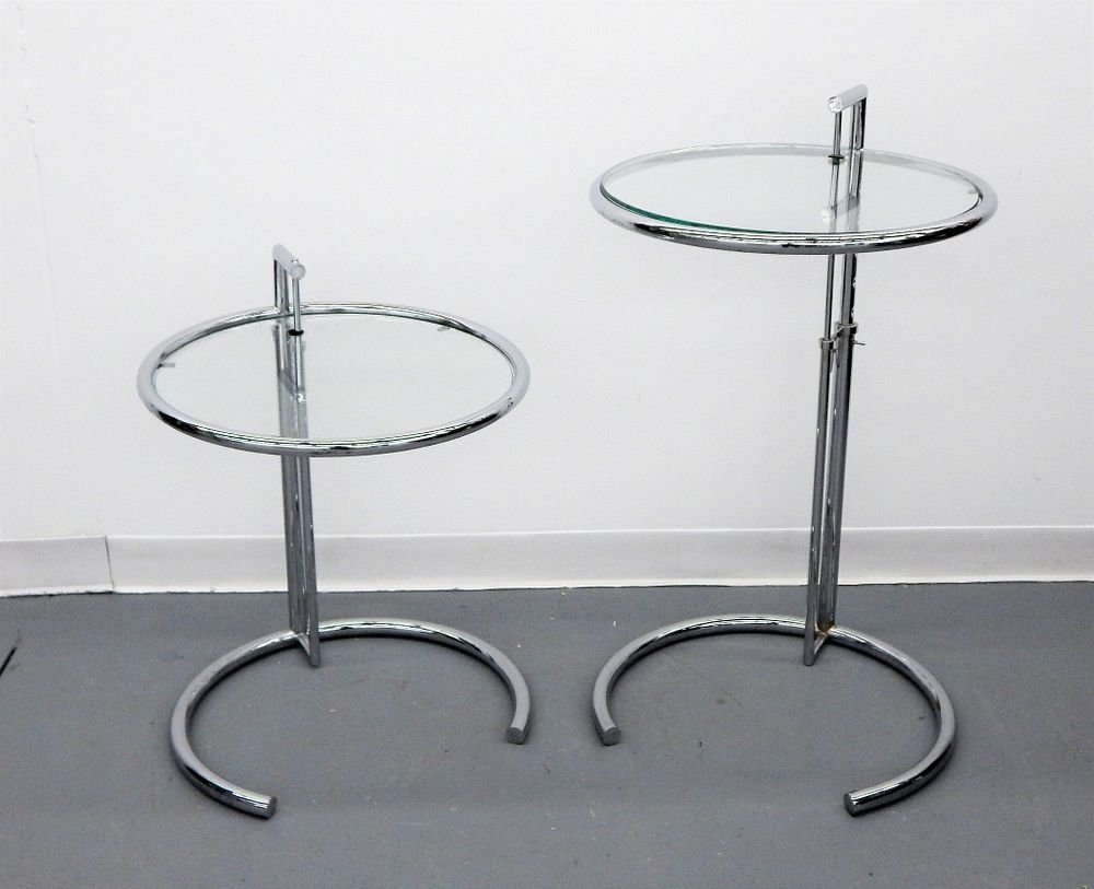 Appraisal: MCM Round Chrome Tubing Extendable Height Tables th Century Pr