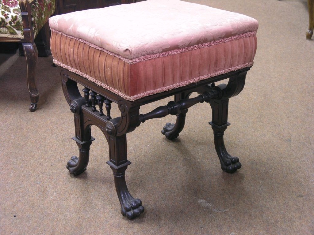 Appraisal: A good quality Victorian mahogany piano stool upholstered seat above