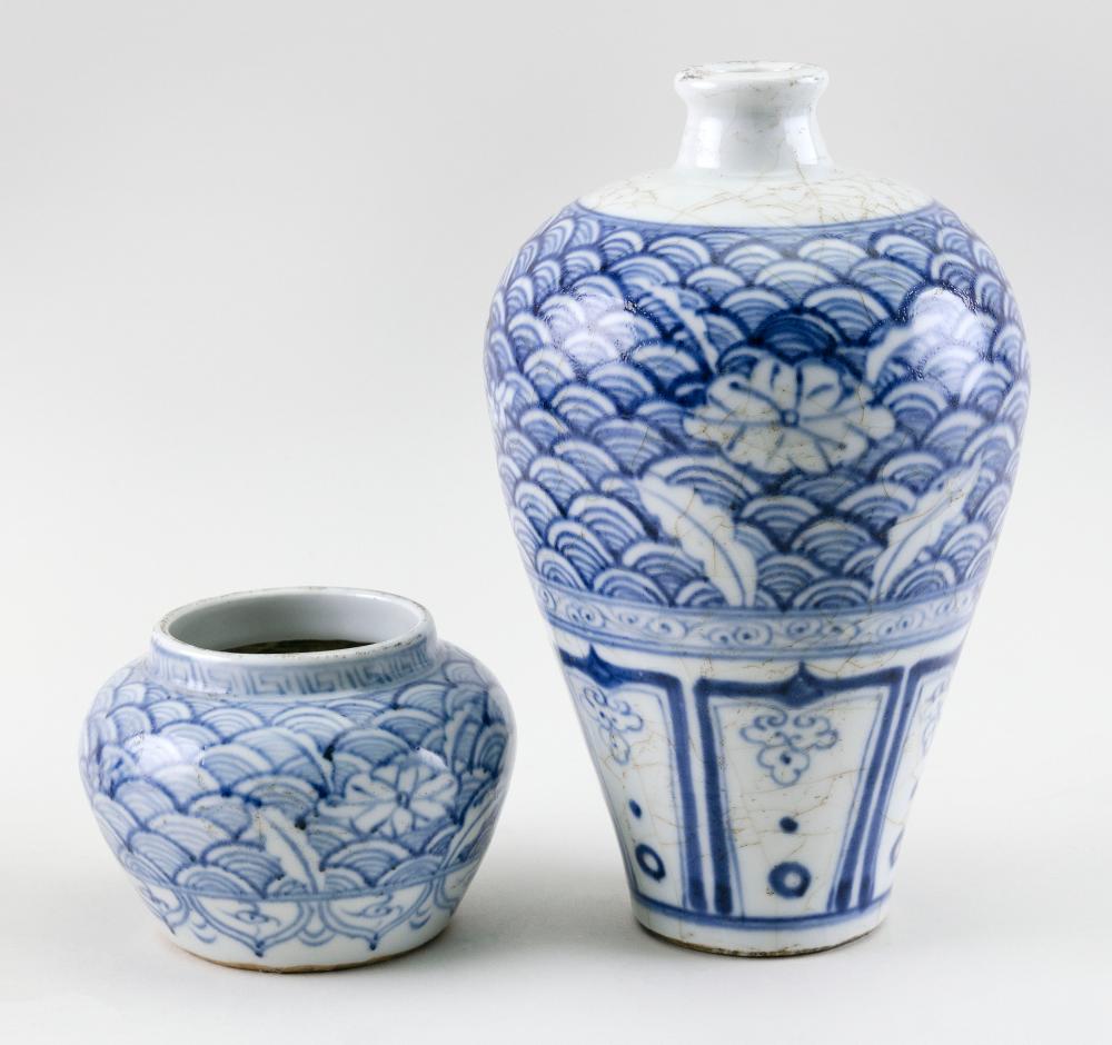 Appraisal: TWO CHINESE BLUE AND WHITE PORCELAIN VESSELS LATE TH CENTURY