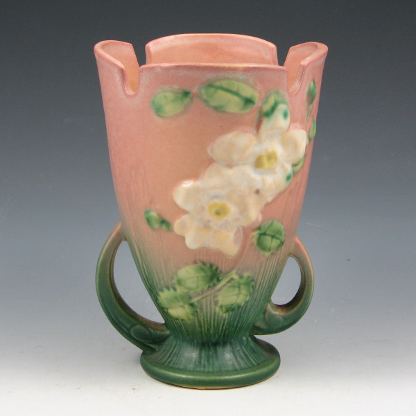 Appraisal: Roseville White Rose vase in pink and green Marked Roseville