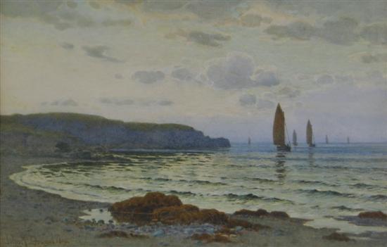 Appraisal: John McDougal British coastal landscape with sailing boats at sea