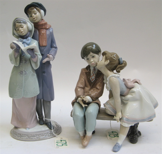 Appraisal: TWO LLADRO GLAZED PORCELAIN FIGURAL GROUPS Ten And Growing -