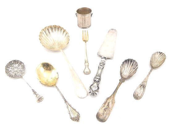 Appraisal: SILVER Eight sterling and coin silver serving pieces including S