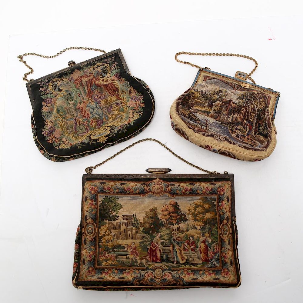 Appraisal: Vintage Ladies' Embroidered Handbags Group of Vintage ladies' evening or