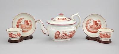 Appraisal: A Sepia Transfer Printed and Lustre Pearlware Tea Group Consisting