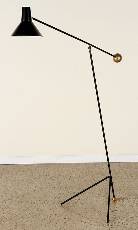 Appraisal: MID CENTURY MODERN BRASS IRON FLOOR LAMP An interesting mid